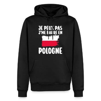 J'Peux Pas J'Me Barre En Pologne Voyage - Sweat à capuche Premium bio Homme - noir - Devant - Nico (187cm)