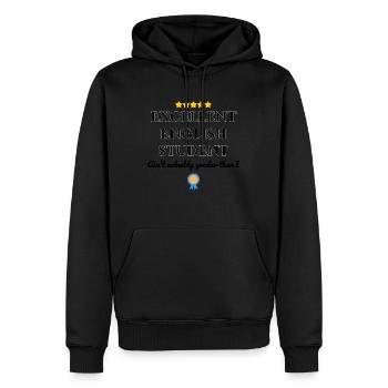 Excellent English student - Men’s Premium Organic Hoodie - black - Front - Nico (187cm)