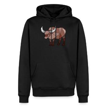 Buffle géométrique Buffle d’eau - Sweat à capuche Premium bio Homme - noir - Devant - Nico (187cm)