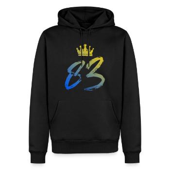83 Couronne numérique - Sweat à capuche Premium bio Homme - noir - Devant - Nico (187cm)