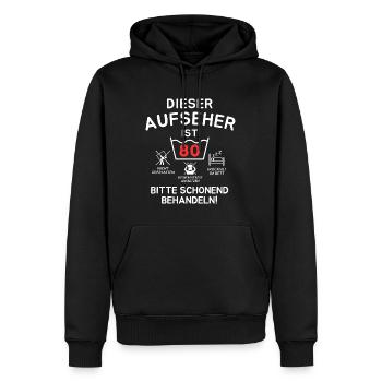 This overseer is 80 years old. - Men’s Premium Organic Hoodie - black - Front - Nico (187cm)
