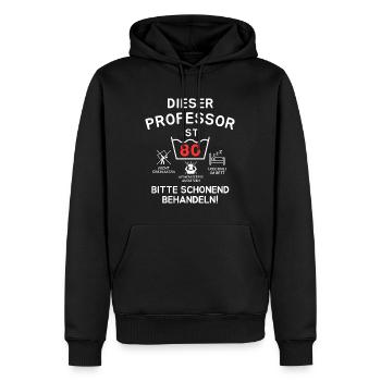 This professor is 80. - Men’s Premium Organic Hoodie - black - Front - Nico (187cm)