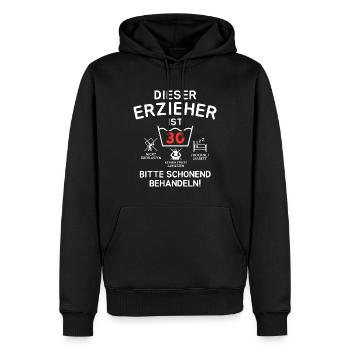 This educator is 30. - Men’s Premium Organic Hoodie - black - Front - Nico (187cm)