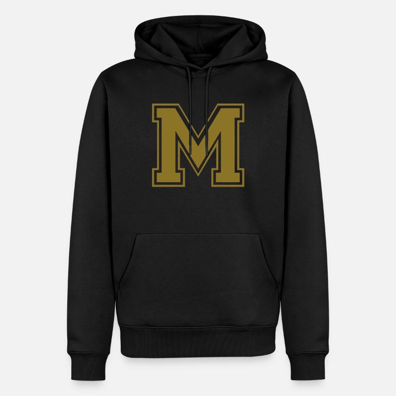 M - Buchstabe - Männer Premium Bio Hoodie - Schwarz
