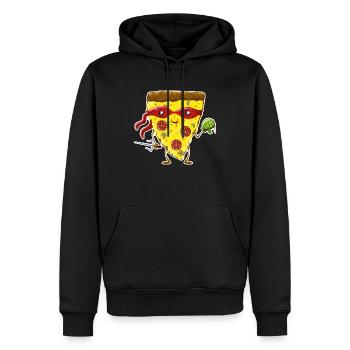 Ninja Pizza eats turtle - Sweat à capuche Premium bio Homme - noir - Devant - Nico (187cm)