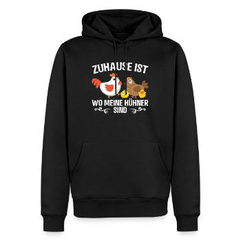 Hühner T-Shirt für Huhn Bauern, Hühnerbauer - Männer Premium Bio Hoodie - Schwarz - Vorne - Nico (187cm)
