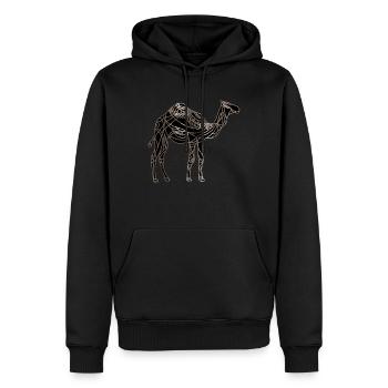 Kamel - Männer Premium Bio Hoodie - Schwarz - Vorne - Nico (187cm)