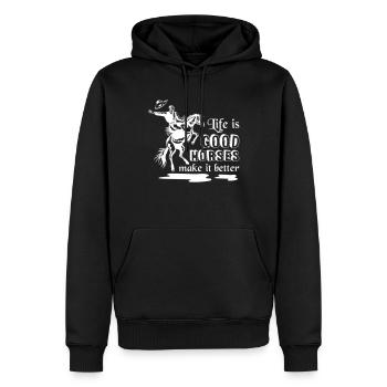 La vie est bonne Les chevaux la rendent meilleure - Sweat à capuche Premium bio Homme - noir - Devant - Nico (187cm)