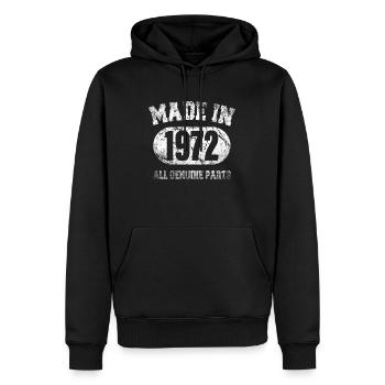 fabriqué en 1972 - Sweat à capuche Premium bio Homme - noir - Devant - Nico (187cm)