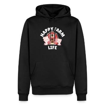 Happy Farm Life Schwein Ferkelchen Hof Bauer Stall - Männer Premium Bio Hoodie - Schwarz - Vorne - Nico (187cm)