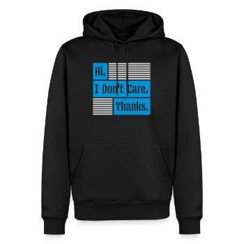 Salut je m’en fiche - Sweat à capuche Premium bio Homme - noir - Devant - Nico (187cm)