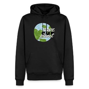 rette unsere welt - Männer Premium Bio Hoodie - Schwarz - Vorne - Nico (187cm)