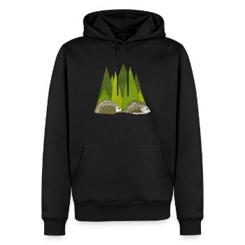 Hérissons - Sweat à capuche Premium bio Homme - noir - Devant - Nico (187cm)