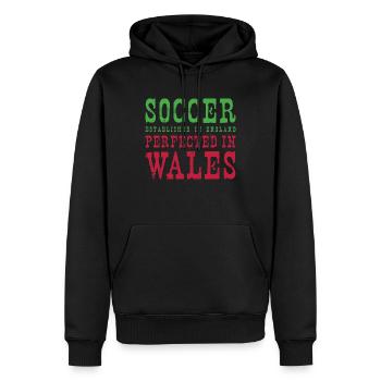 Wales Soccer Welsh Football Cymru Futbol - Männer Premium Bio Hoodie - Schwarz - Vorne - Nico (187cm)