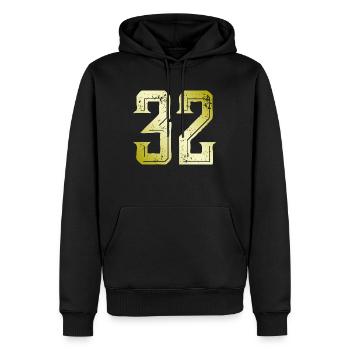 32 Number Symbol - Men’s Premium Organic Hoodie - black - Front - Nico (187cm)