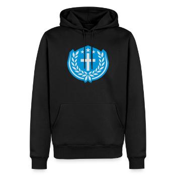 Étoiles Jésus-Christ Couronne de laurier - Sweat à capuche Premium bio Homme - noir - Devant - Nico (187cm)