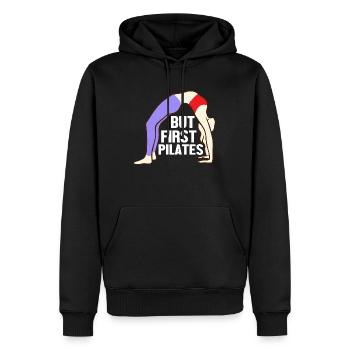 But First Pilates Fitness Exercise - Men’s Premium Organic Hoodie - black - Front - Nico (187cm)