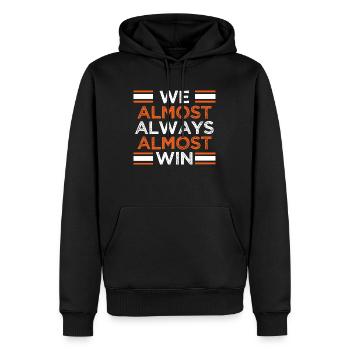 Nous gagnons presque toujours du football amusant - Sweat à capuche Premium bio Homme - noir - Devant - Nico (187cm)