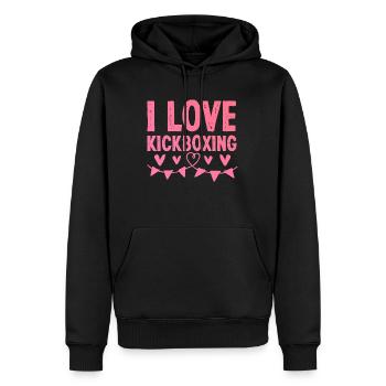 I love kick boxing - Men’s Premium Organic Hoodie - black - Front - Nico (187cm)