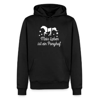 Mein Leben ist ein Ponyhof - Männer Premium Bio Hoodie - Schwarz - Vorne - Nico (187cm)