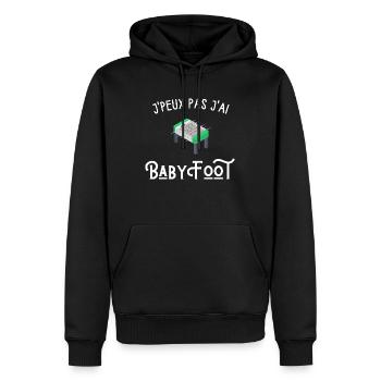 je peux pas j'ai baby foot - Sweat à capuche Premium bio Homme - noir - Devant - Nico (187cm)