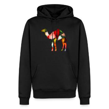Kamel - Männer Premium Bio Hoodie - Schwarz - Vorne - Nico (187cm)