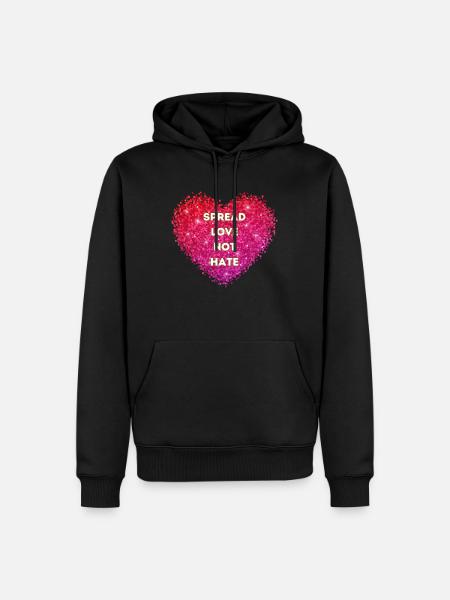 Love not Hate 3 - Männer Premium Bio Hoodie - Schwarz