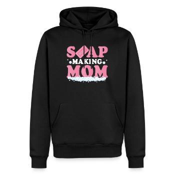 Fabrication de savon Maman Savonneuse Fabrication de savon - Sweat à capuche Premium bio Homme - noir - Devant - Nico (187cm)