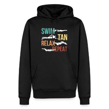 Swim tan relax repeat - Männer Premium Bio Hoodie - Schwarz - Vorne - Nico (187cm)
