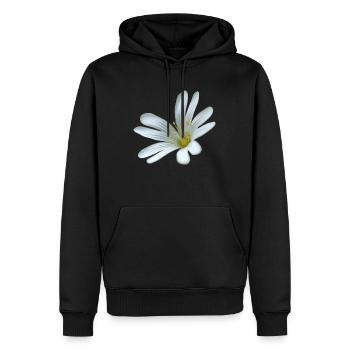 weiße Blume Sternmiere - Männer Premium Bio Hoodie - Schwarz - Vorne - Nico (187cm)