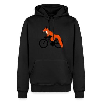 fox on bicycle - Men’s Premium Organic Hoodie - black - Front - Nico (187cm)