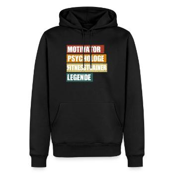 Lustiger Fitnesstrainer Spruch für deinen Coach - Männer Premium Bio Hoodie - Schwarz - Vorne - Nico (187cm)