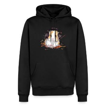 Mikey, der audiophile Hamster - Männer Premium Bio Hoodie - Schwarz - Vorne - Nico (187cm)