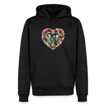 Coeur de Noël rouge et vert. - Sweat à capuche Premium bio Homme - noir - Devant - Nico (187cm)