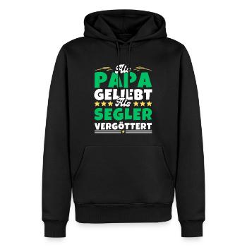 Als Papa geliebt, als Segler vergöttert - Männer Premium Bio Hoodie - Schwarz - Vorne - Nico (187cm)