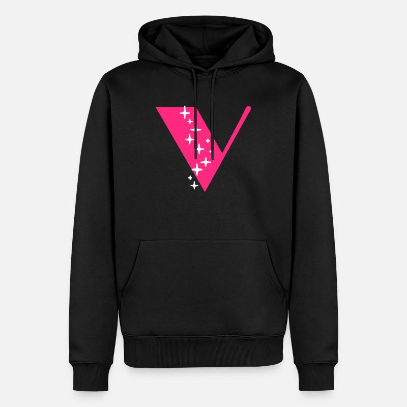 Buchstabe V Glitzer - Männer Premium Bio Hoodie - Schwarz