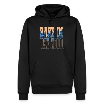 Chef choyé Cuisinier Chef Cool Chef Curry Happy - Sweat à capuche Premium bio Homme - noir - Devant - Nico (187cm)
