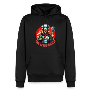 Roi de la cuisine : Le lion cuisine - Sweat à capuche Premium bio Homme - noir - Devant - Nico (187cm)