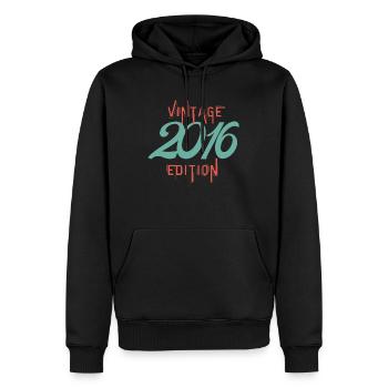 Jahrgang 2016 Ausgabe - Männer Premium Bio Hoodie - Schwarz - Vorne - Nico (187cm)
