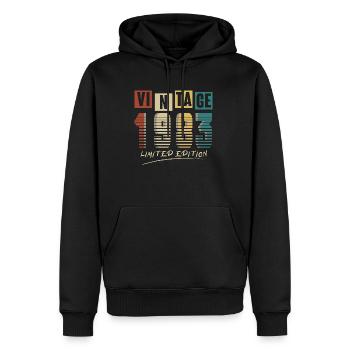 1983 Vintage 1983 né en 1983 anniversaire. Année 2 - Sweat à capuche Premium bio Homme - noir - Devant - Nico (187cm)