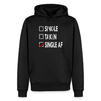 SINGLE SINGLE AF - Sweat à capuche Premium bio Homme - noir - Devant - Nico (187cm)