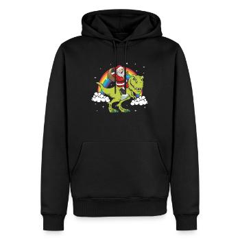 Père Noël Noël T-Rex dinosaure Dino - Sweat à capuche Premium bio Homme - noir - Devant - Nico (187cm)