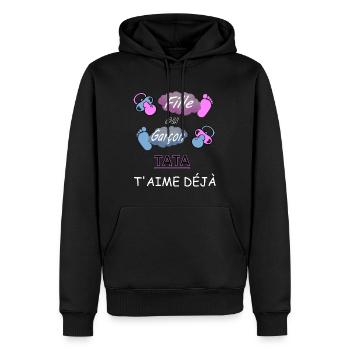 TATA - Sweat à capuche Premium bio Homme - noir - Devant - Nico (187cm)