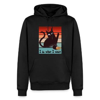 Ich mache was ich will. Lustige Katze verschüttet - Männer Premium Bio Hoodie - Schwarz - Vorne - Nico (187cm)