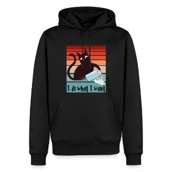 Je fais ce que je veux. Drôles de cartons de lait de chat - Sweat à capuche Premium bio Homme - noir - Devant - Nico (187cm)