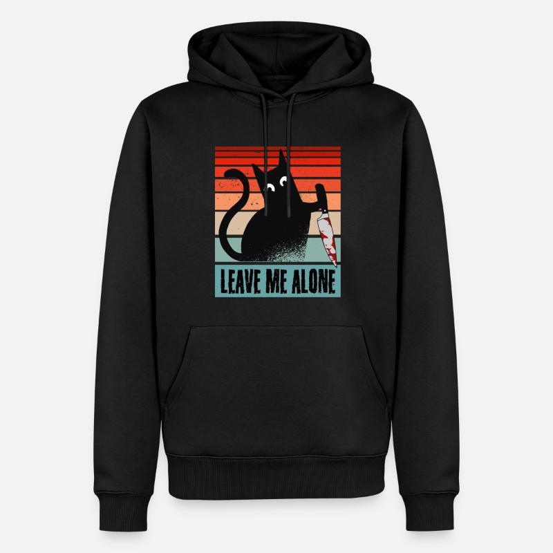Laisse-moi tranquille, chat avec couteau - Sweat à capuche Premium bio Homme - noir