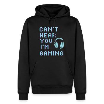 Can't Hear You I'm Gaming - Men’s Premium Organic Hoodie - black - Front - Nico (187cm)