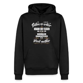 Tätowierter Krankenpfleger ist netter! - Männer Premium Bio Hoodie - Schwarz - Vorne - Nico (187cm)