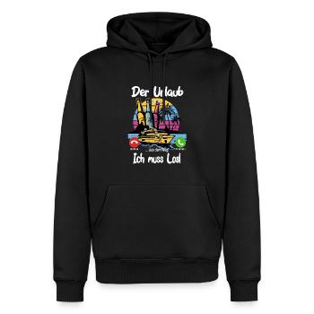 Der Urlaub ruft an... aus dem Weg, ich muss los! - Männer Premium Bio Hoodie - Schwarz - Vorne - Nico (187cm)