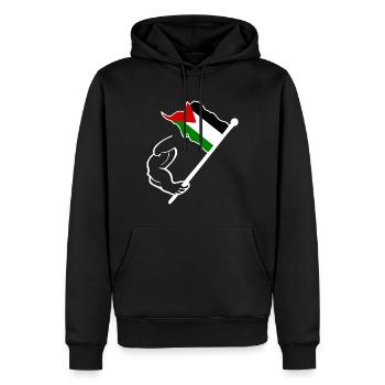 Free palestine - Sweat à capuche Premium bio Homme - noir - Devant - Nico (187cm)